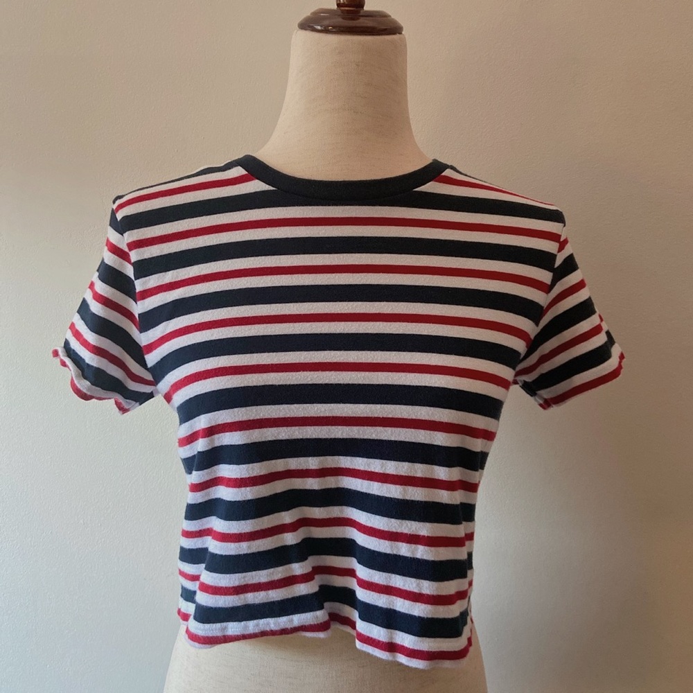 red white & blue striped brandy melville crop top